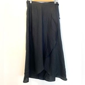 Aritzia Wilfred Eleta medium wrap skirt in black linen